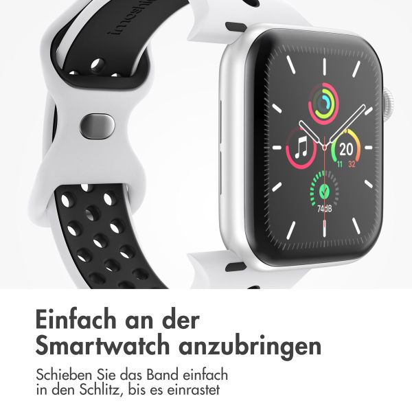 imoshion Sportarmband⁺ für die Apple Watch Series 1-9 / SE - 38/40/41 mm / Series 10 - 42 mm - Größe S/M - Pure Platinum & Black