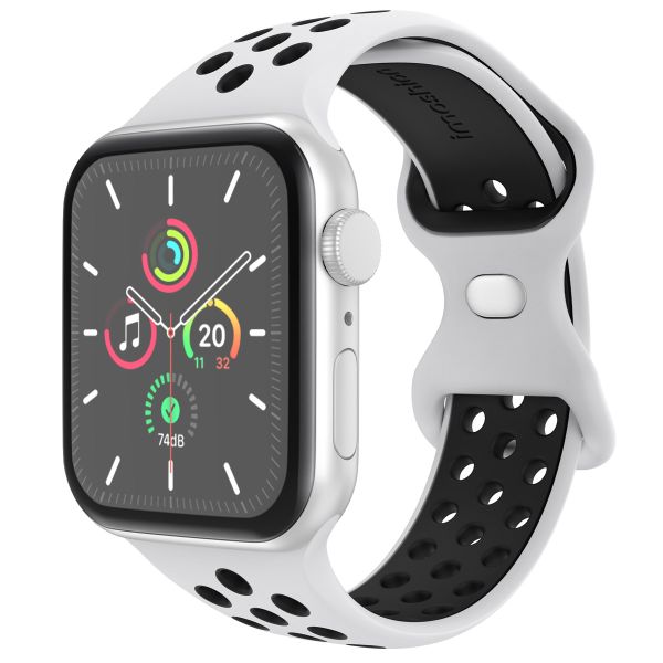 imoshion Sportarmband⁺ für die Apple Watch Series 1-9 / SE - 38/40/41 mm / Series 10 - 42 mm - Größe S/M - Pure Platinum & Black