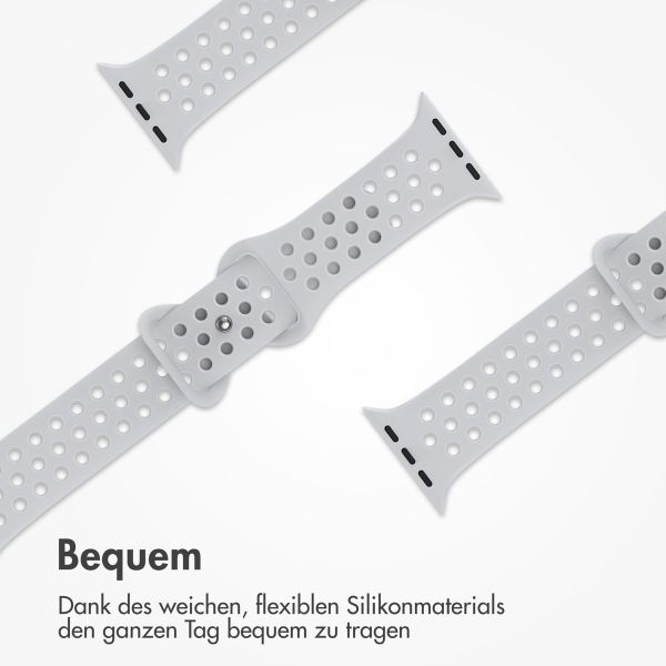 imoshion Sportarmband⁺ für die Apple Watch Series 1-9 / SE - 38/40/41 mm / Series 10 - 42 mm - Größe S/M - Pure Platinum & White