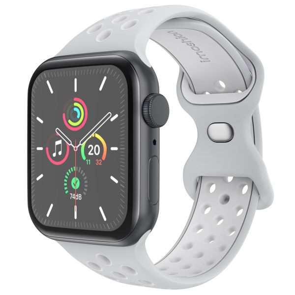 imoshion Sportarmband⁺ für die Apple Watch Series 1-9 / SE - 38/40/41 mm / Series 10 - 42 mm - Größe S/M - Pure Platinum & White