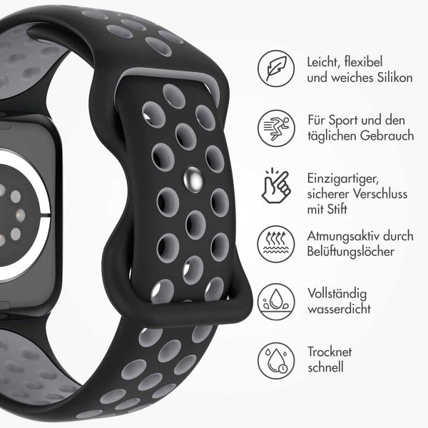 imoshion Sportarmband⁺ für die Apple Watch Series 1-9 / SE - 38/40/41 mm / Series 10 - 42 mm - Größe S/M - Black & Anthracite