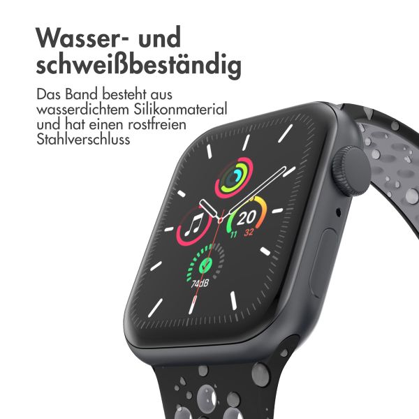 imoshion Sportarmband⁺ für die Apple Watch Series 1-9 / SE - 38/40/41 mm / Series 10 - 42 mm - Größe S/M - Black & Anthracite