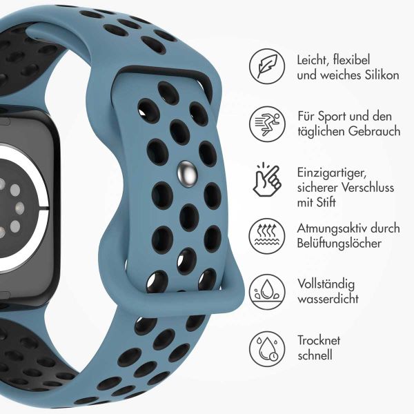 imoshion Sportarmband⁺ für die Apple Watch Series 1-9 / SE - 38/40/41 mm / Series 10 - 42 mm - Größe S/M - Celestial Teal & Black