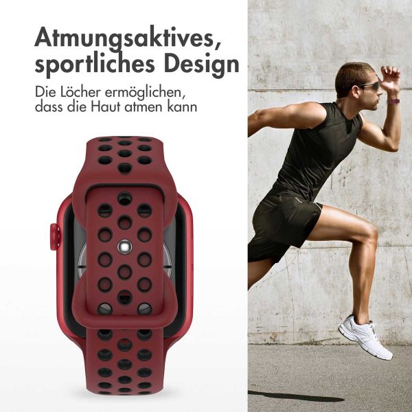 imoshion Sportarmband⁺ für die Apple Watch Series 1-9 / SE - 38/40/41 mm / Series 10 - 42 mm - Größe S/M - Wine Red & Black