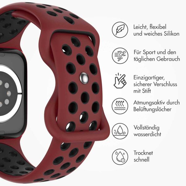 imoshion Sportarmband⁺ für die Apple Watch Series 1-9 / SE - 38/40/41 mm / Series 10 - 42 mm - Größe S/M - Wine Red & Black