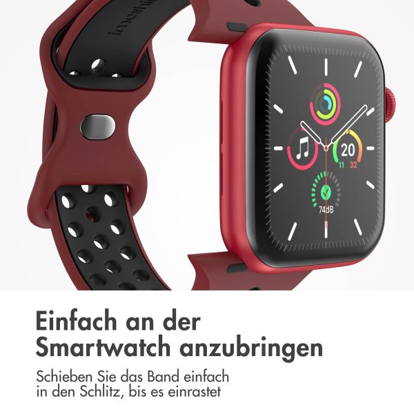 imoshion Sportarmband⁺ für die Apple Watch Series 1-9 / SE - 38/40/41 mm / Series 10 - 42 mm - Größe S/M - Wine Red & Black