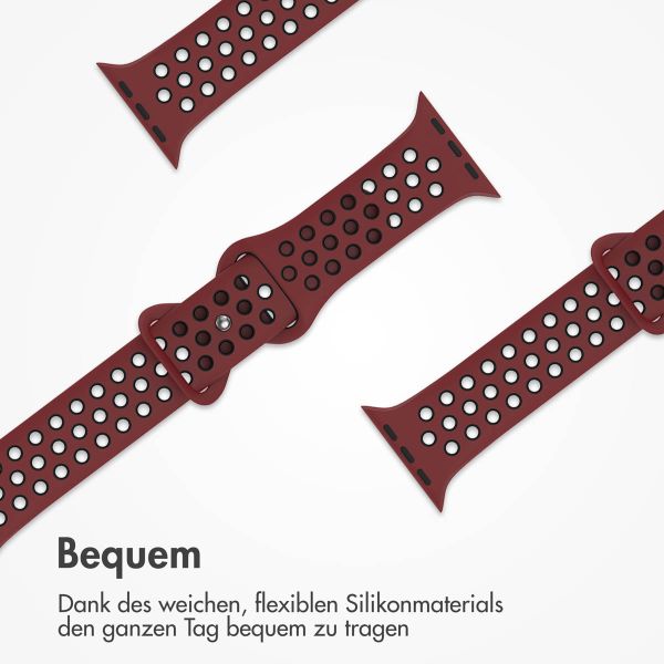 imoshion Sportarmband⁺ für die Apple Watch Series 1-9 / SE - 38/40/41 mm / Series 10 - 42 mm - Größe S/M - Wine Red & Black