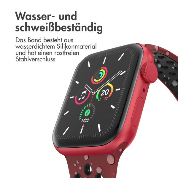 imoshion Sportarmband⁺ für die Apple Watch Series 1-9 / SE - 38/40/41 mm / Series 10 - 42 mm - Größe S/M - Wine Red & Black