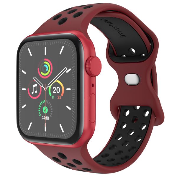 imoshion Sportarmband⁺ für die Apple Watch Series 1-9 / SE - 38/40/41 mm / Series 10 - 42 mm - Größe S/M - Wine Red & Black