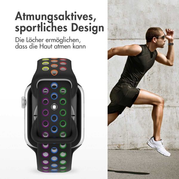 imoshion Sportarmband⁺ für die Apple Watch Series 1-9 / SE - 38/40/41 mm / Series 10 - 42 mm - Größe S/M - Black Rainbow