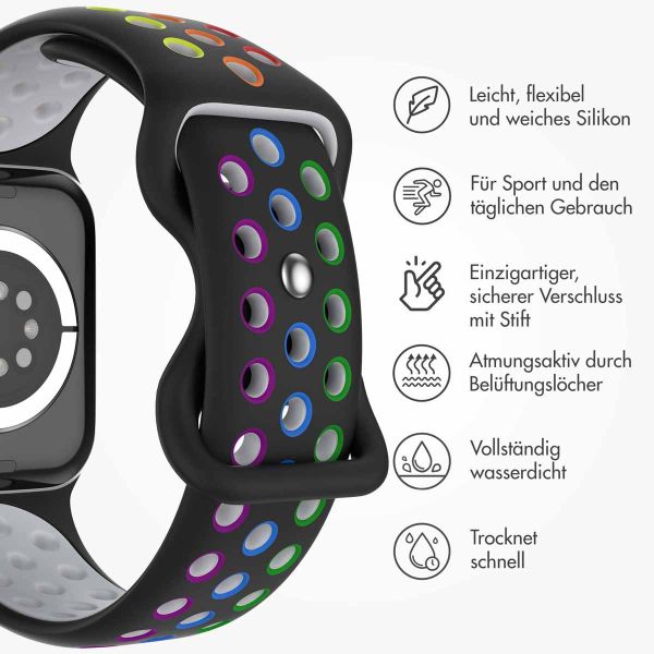 imoshion Sportarmband⁺ für die Apple Watch Series 1-9 / SE - 38/40/41 mm / Series 10 - 42 mm - Größe S/M - Black Rainbow