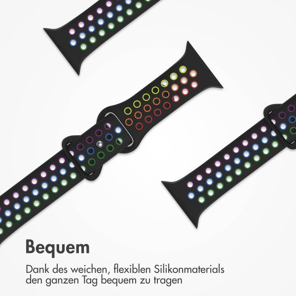 imoshion Sportarmband⁺ für die Apple Watch Series 1-9 / SE - 38/40/41 mm / Series 10 - 42 mm - Größe S/M - Black Rainbow