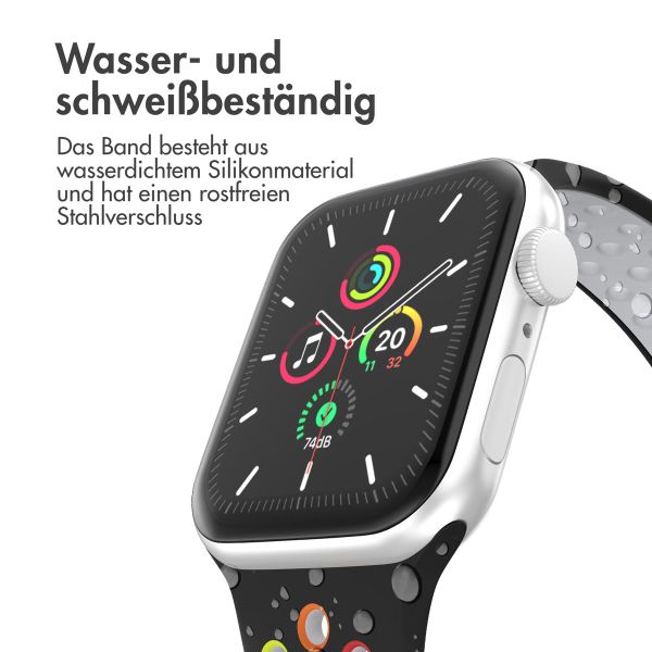 imoshion Sportarmband⁺ für die Apple Watch Series 1-9 / SE - 38/40/41 mm / Series 10 - 42 mm - Größe S/M - Black Rainbow