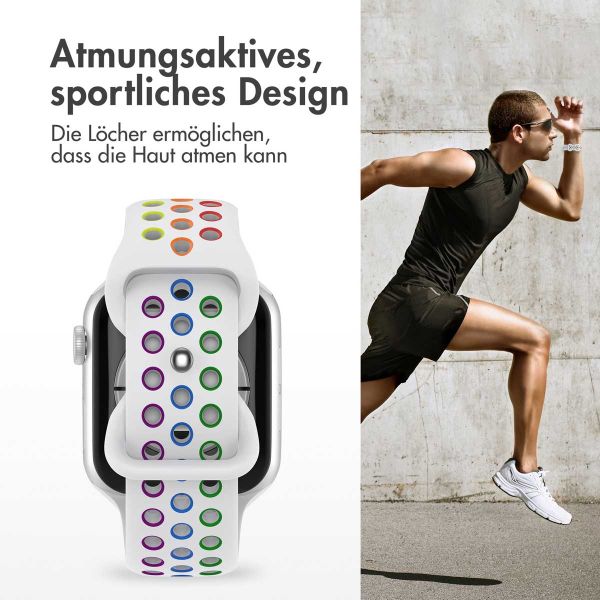 imoshion Sportarmband⁺ für die Apple Watch Series 1-9 / SE - 38/40/41 mm / Series 10 - 42 mm - Größe S/M - White Rainbow