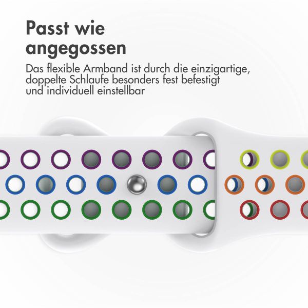 imoshion Sportarmband⁺ für die Apple Watch Series 1-9 / SE - 38/40/41 mm / Series 10 - 42 mm - Größe S/M - White Rainbow