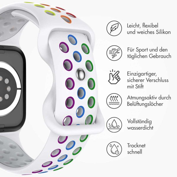 imoshion Sportarmband⁺ für die Apple Watch Series 1-9 / SE - 38/40/41 mm / Series 10 - 42 mm - Größe S/M - White Rainbow