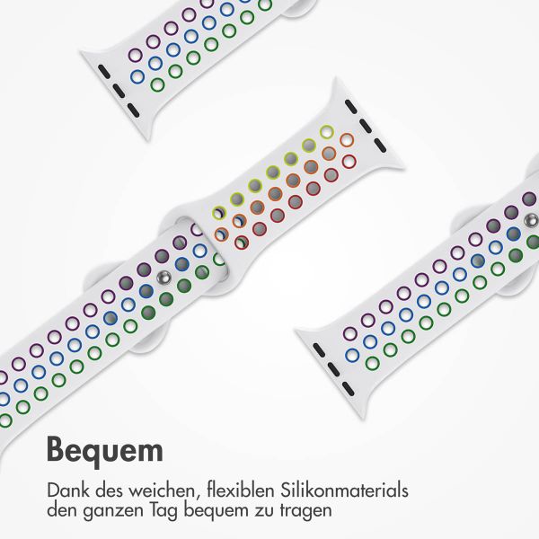 imoshion Sportarmband⁺ für die Apple Watch Series 1-9 / SE - 38/40/41 mm / Series 10 - 42 mm - Größe S/M - White Rainbow