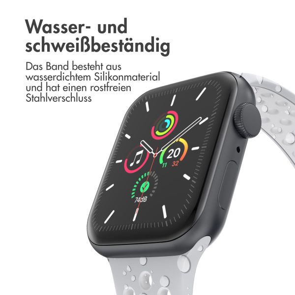 imoshion Sportarmband⁺ für die Apple Watch Series 1-9 / SE - 38/40/41 mm / Series 10 - 42 mm - Größe M/L - Pure Platinum & White