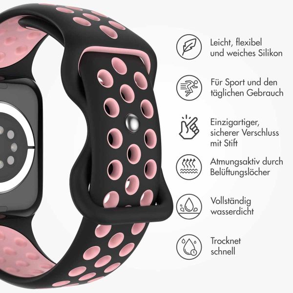 imoshion Sportarmband⁺ für die Apple Watch Series 1-9 / SE - 38/40/41 mm / Series 10 - 42 mm - Größe M/L - Black Pink