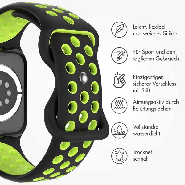 imoshion Sportarmband⁺ für die Apple Watch Series 1-9 / SE - 38/40/41 mm / Series 10 - 42 mm - Größe M/L - Black Volt