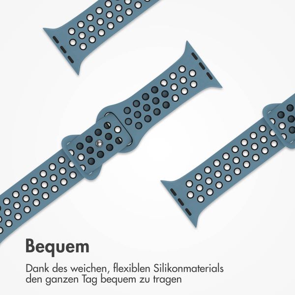 imoshion Sportarmband⁺ für die Apple Watch Series 1-9 / SE - 38/40/41 mm / Series 10 - 42 mm - Größe M/L - Celestial Teal & Black