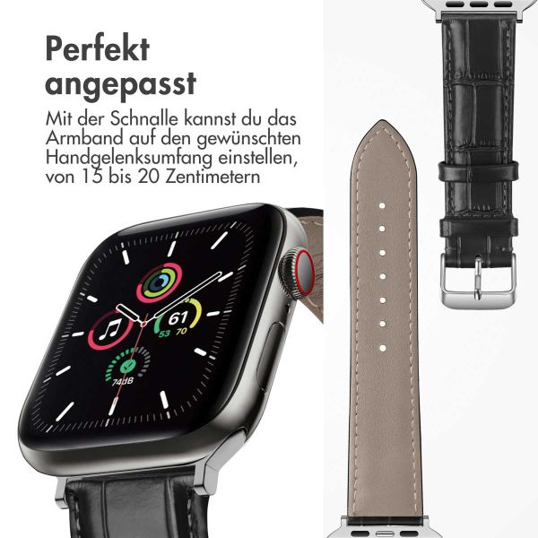 imoshion Leder-Krokodilarmband für die Apple Watch Series 1-9 / SE - 38/40/41 mm - Schwarz