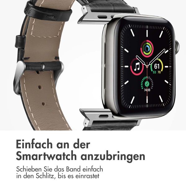 imoshion Leder-Krokodilarmband für die Apple Watch Series 1-9 / SE - 38/40/41 mm / Series 10 - 42 mm - Schwarz