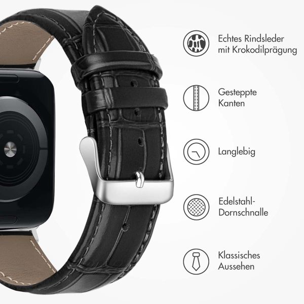 imoshion Leder-Krokodilarmband für die Apple Watch Series 1-9 / SE - 38/40/41 mm / Series 10 - 42 mm - Schwarz