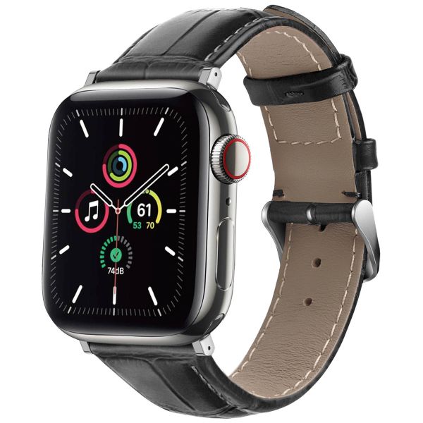 imoshion Leder-Krokodilarmband für die Apple Watch Series 1-9 / SE - 38/40/41 mm - Schwarz