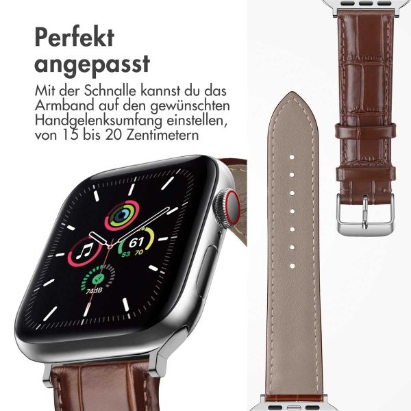 imoshion Leder-Krokodilarmband für die Apple Watch Series 1-9 / SE - 38/40/41 mm / Series 10 - 42 mm - Braun