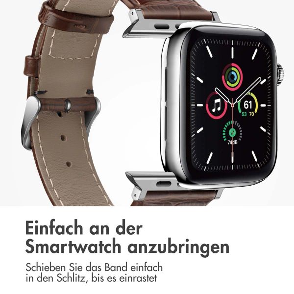 imoshion Leder-Krokodilarmband für die Apple Watch Series 1-9 / SE - 38/40/41 mm / Series 10 - 42 mm - Braun