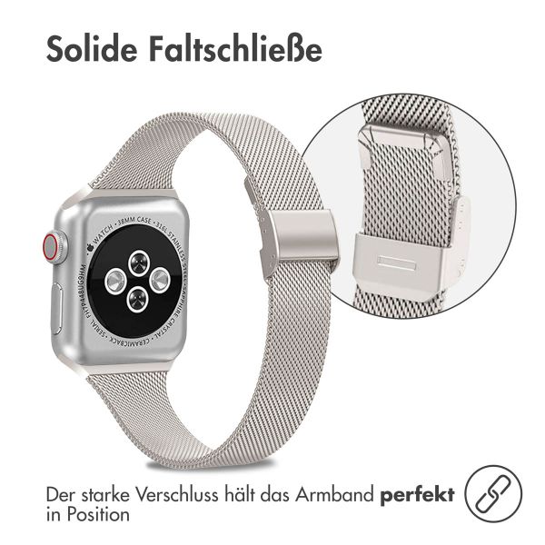 imoshion Mailändische Faltarmband für das Apple Watch Series 1-9 / SE - 38/40/41 mm / Series 10 - 42 mm - Starlight