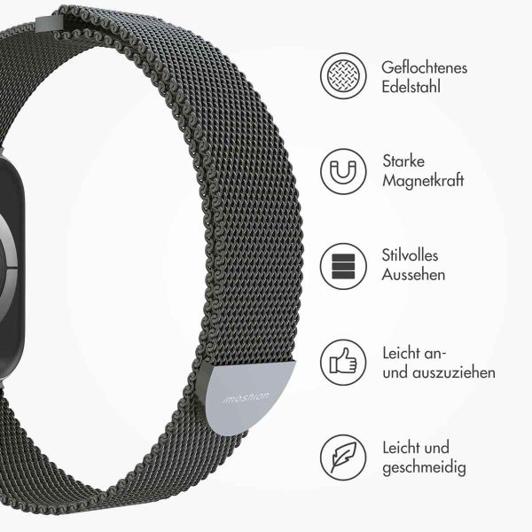 imoshion Mailändische Magnetarmband für die Apple Watch Series 1-9 / SE - 38/40/41 mm / Series 10 - 42 mm - Größe S - Space Gray