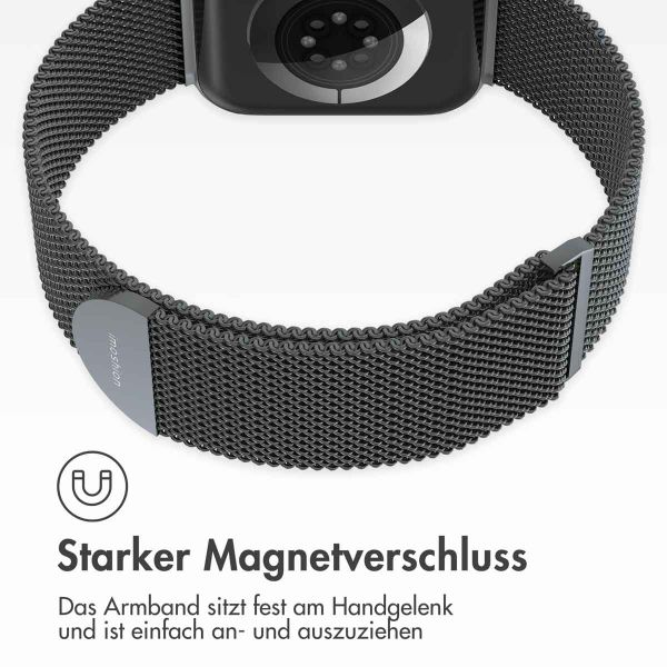 imoshion Mailändische Magnetarmband für die Apple Watch Series 1-9 / SE - 38/40/41 mm / Series 10 - 42 mm - Größe M - Space Gray