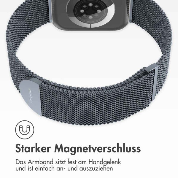 imoshion Mailändische Magnetarmband für die Apple Watch Series 1-10 / SE / Ultra (2) - 42/44/45/46/49 mm - Größe M - Grau