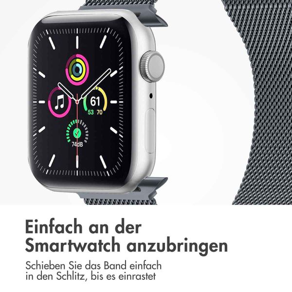 imoshion Mailändische Magnetarmband für die Apple Watch Series 1-10 / SE / Ultra (2) - 42/44/45/46/49 mm - Größe M - Grau