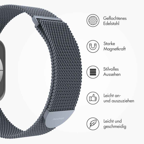 imoshion Mailändische Magnetarmband für die Apple Watch Series 1-10 / SE / Ultra (2) - 42/44/45/46/49 mm - Größe M - Grau