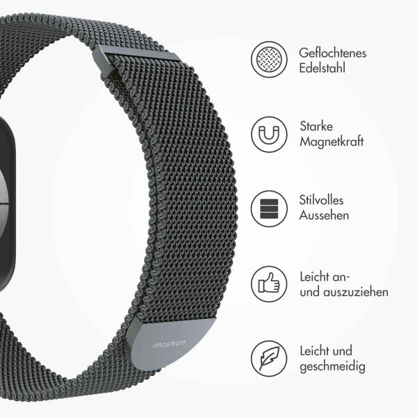 imoshion Mailändische Magnetarmband für die Apple Watch Series 1-10 / SE / Ultra (2) - 42/44/45/46/49 mm - Größe M - Space Gray