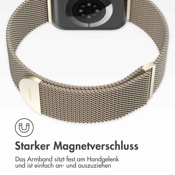 imoshion Mailändische Magnetarmband für die Apple Watch Series 1-10 / SE / Ultra (2) - 42/44/45/46/49 mm - Größe M - Starlight