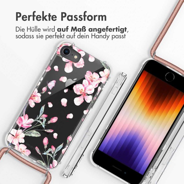 imoshion Design Hülle mit Band für das iPhone SE (2022 / 2020) / 8 / 7 - Blossom Watercolor