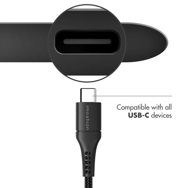 imoshion USB-C- auf USB-Kabel - Geflochtenes Gewebe - 1,5 m - Schwarz