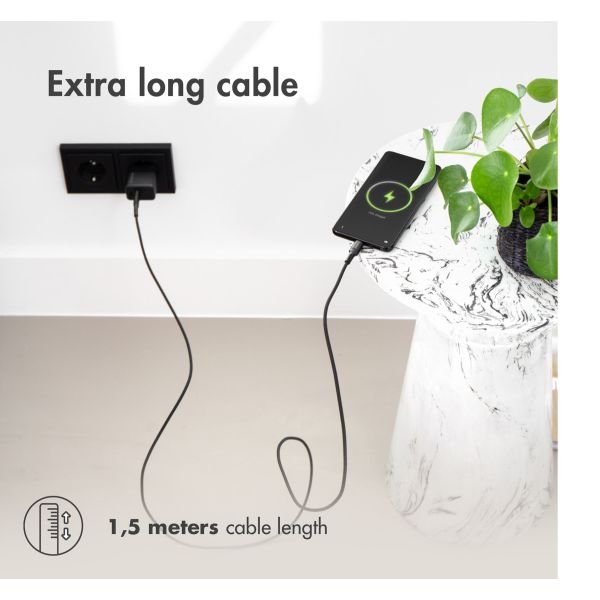 imoshion USB-C- auf USB-Kabel - Geflochtenes Gewebe - 1,5 m - Schwarz