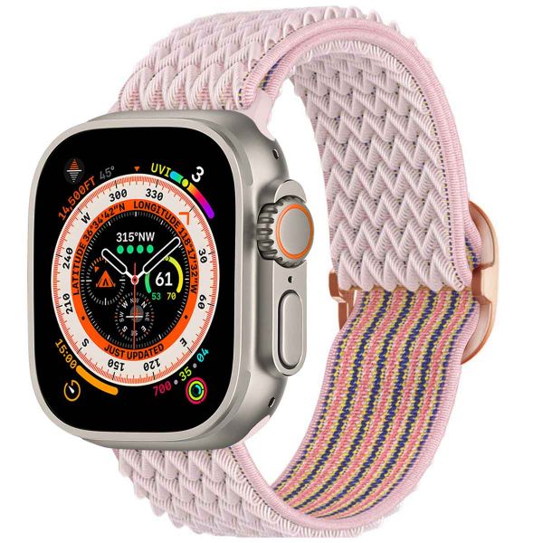 imoshion Elastische Nylonarmband für das Apple Watch Series 1-10 / SE / Ultra (2) - 42/44/45/46/49 mm - Rosa