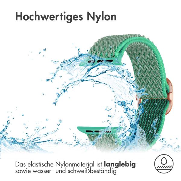 imoshion Elastische Nylonarmband für das Apple Watch Series 1-10 / SE / Ultra (2) - 42/44/45/46/49 mm - Türkis