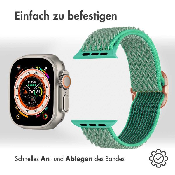 imoshion Elastische Nylonarmband für das Apple Watch Series 1-10 / SE / Ultra (2) - 42/44/45/46/49 mm - Türkis