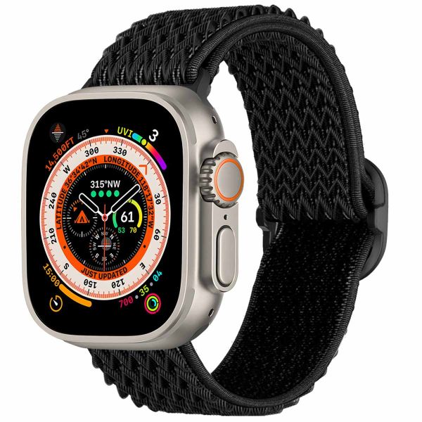 imoshion Elastische Nylonarmband für das Apple Watch Series 1-10 / SE / Ultra (2) - 42/44/45/46/49 mm - Schwarz