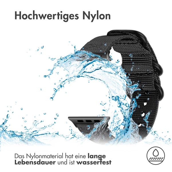 imoshion Nylonarmband für das Apple Watch Series 1-10 / SE / Ultra (2) - 42/44/45/46/49 mm - Schwarz