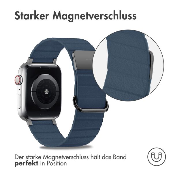 imoshion Magnetlederarmband für das Apple Watch Series 1-9 / SE - 38/40/41 mm / Series 10 - 42 mm - Blau