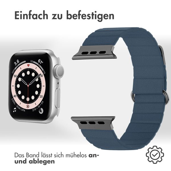 imoshion Magnetlederarmband für das Apple Watch Series 1-9 / SE - 38/40/41 mm / Series 10 - 42 mm - Blau