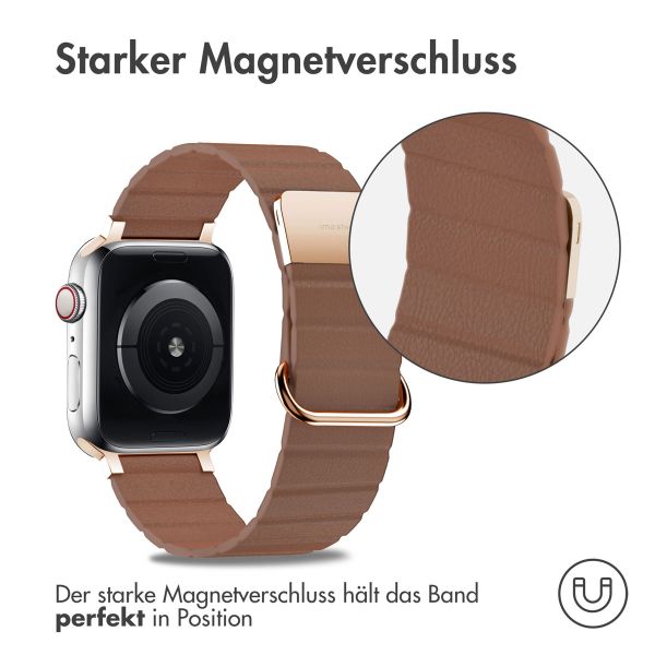 imoshion Magnetlederarmband für das Apple Watch Series 1-9 / SE - 38/40/41 mm / Series 10 - 42 mm - Braun